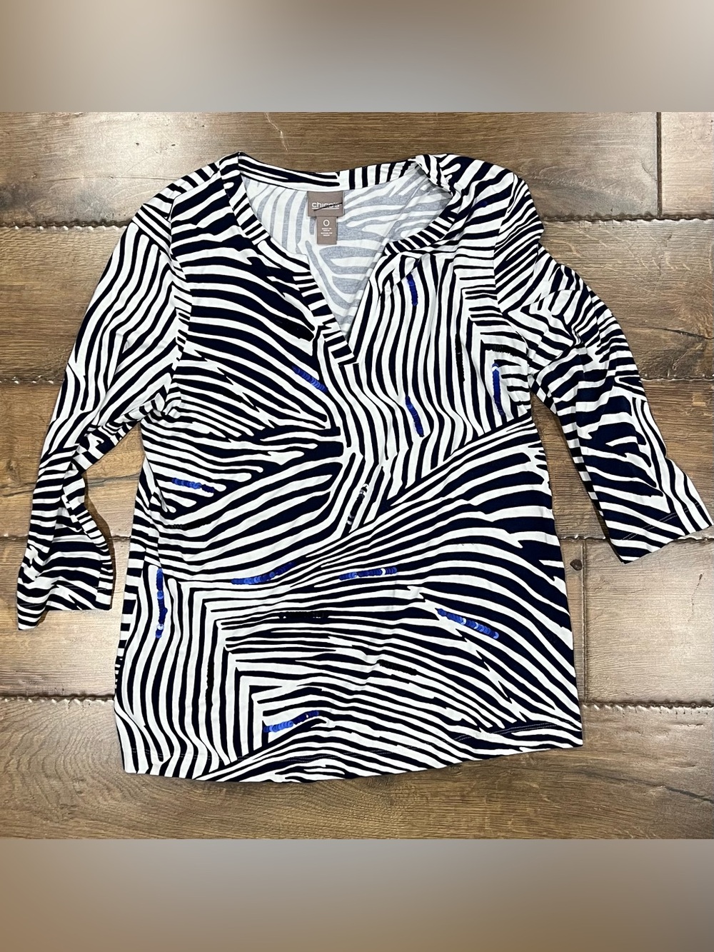 Chico's Black and White Striped Top size 0